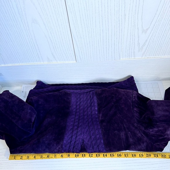 Coldwater Creek Suede Leather Jacket Women Medium Purple Lagenlook Whimsigoth - Picture 4 of 12